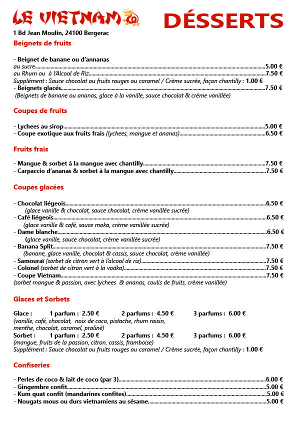 Restaurant Le Vietnam - Menu Image 2